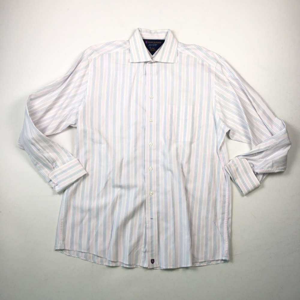 Henry Jacobson Mens Stripe Dress Shirt L B6409 - Picture 2 of 6